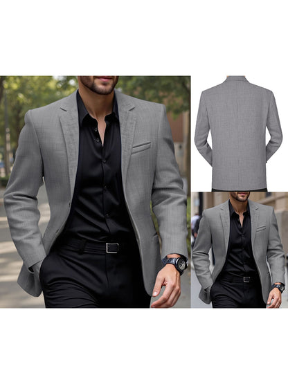 Men s  Fit Casual Blazer with Notched Lapel and Single Button Closure Fashionable Solid Color Sport Coat for Spring and