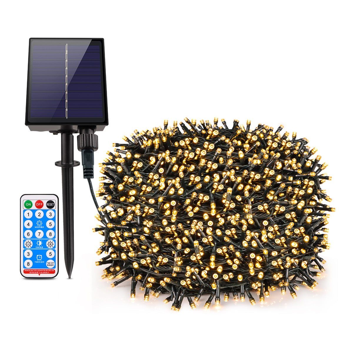 Outdoor Solar String Fairy Light 100M 1000 LED Waterproof Garland Large Solar Panel Fast Charge Lamp Christmas Garden Decor -JY