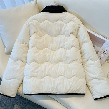 Fashion Women's Cotton Jacket 2025 New Autumn Winter Coat Parker Lightweight Warm Short Lapel Casual Outerwear Female Top