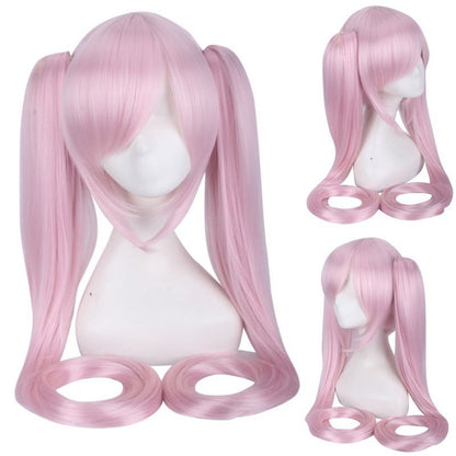 120CM Long Synthetic Hair Clips 2 Ponytails Lolita Green Pink Heat Resistant Party Wigs Synthetic Hair Hatsune Miku Wig Cosplay