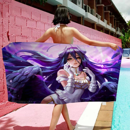 Gamer Albedo Anime Sexy Girls Anime Beach Swimming Towel Soft Absorbent Washcloth Children's Gifts For Kids Travel Camping Gym