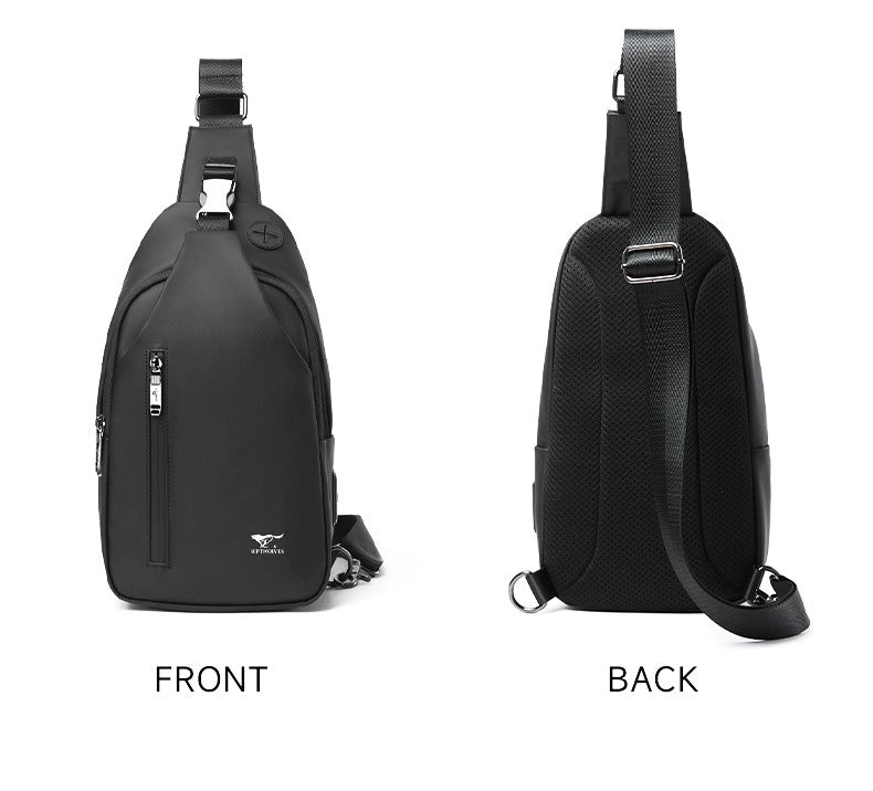 Septwolves Business Thin Printed Leather Crossbody Sling Bag Man Fashion Casual Travel Monogram Print Fabric iPad Shoulder Bag