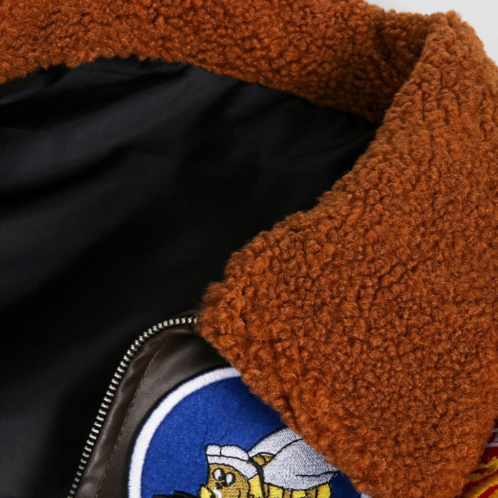 Aviator Pilot PU Leather Jacket Top Gun Men's Maverick Brown Winter Jacket Air Force Collar Coat Halloween Cosplay Outfits
