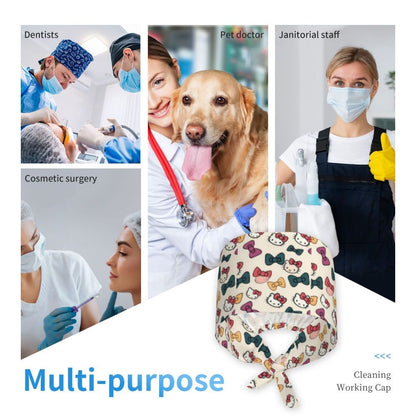 Custom Hello Kitty Medical Staff Scrubs Hat Women Men Cartoon Chara For Chef Hat Scrub Caps