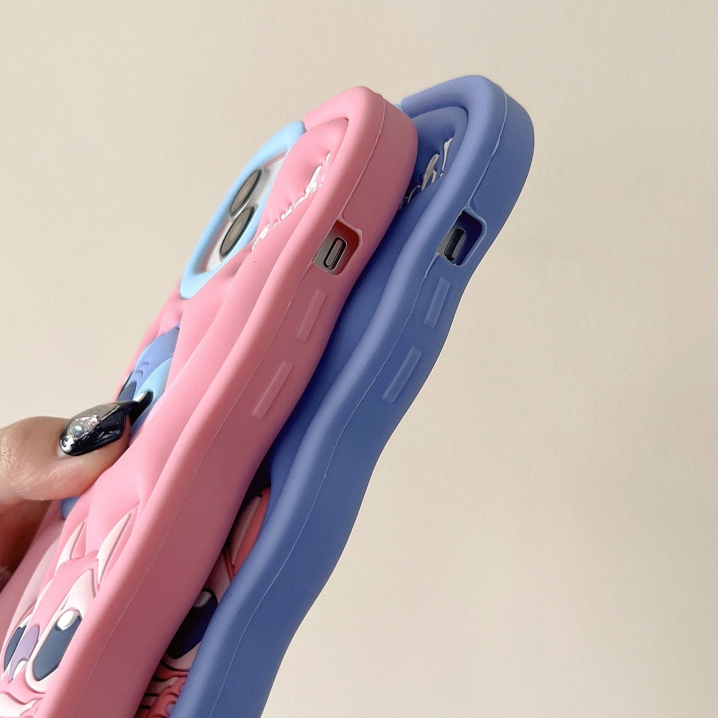 Capa de Celular Disney Desenho Animado Fofo Iphone 11 12 13 14 15 Pro Plus Stitch Material de Silicone Simples Completa Presente de Dia dos Namorados
