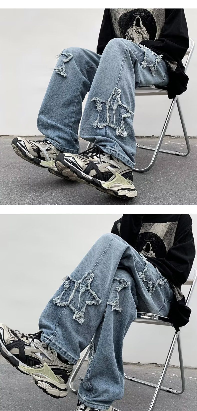 2025 Novas Estrelas da Moda Toalha Bordada Calças Jeans Marrons Masculinas Roupa Y2K Calças Retas Hip Hop de Algodão Pantalon Homme
