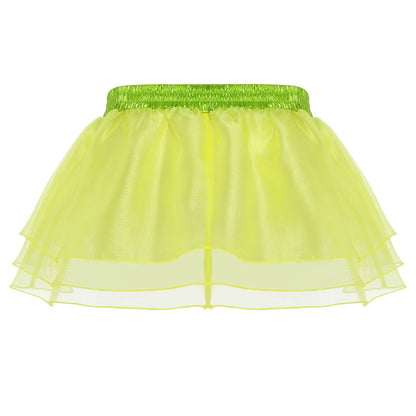 Womens Tiered A-line Pleated Short Skirt Shiny Glitter Skirt for Rave Festival Pole Dance Bar Party Skirt Night Club Costume