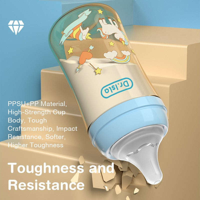 MAMIJOY 160/240ML PPSU Baby Bottle Double Handle Infant Drop-proof Baby Wide-caliber Milk Bottle Newborn Feeding Bottle BPA Free