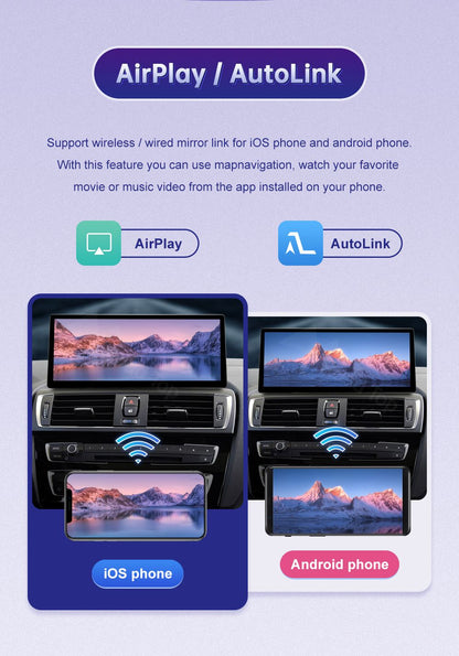 12.3inch Ultra Thin Screen For BMW 1/2/3/4 Series F20 F21 F22 F23 F30 F31 F33 F36 CIC/NBT/EVO Wireless CarPlay Multimedia Radio