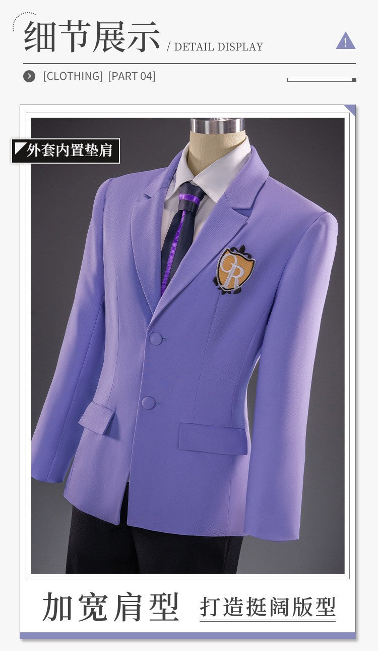 Ouran High School Host Club Haruhi Fujioka Cosplay Costume DK Uniform Purple Suit Anime Roleplay Men Women Full Set