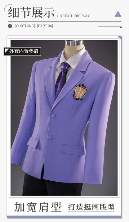 Ouran High School Host Club Haruhi Fujioka Cosplay Costume DK Uniform Purple Suit Anime Roleplay Men Women Full Set