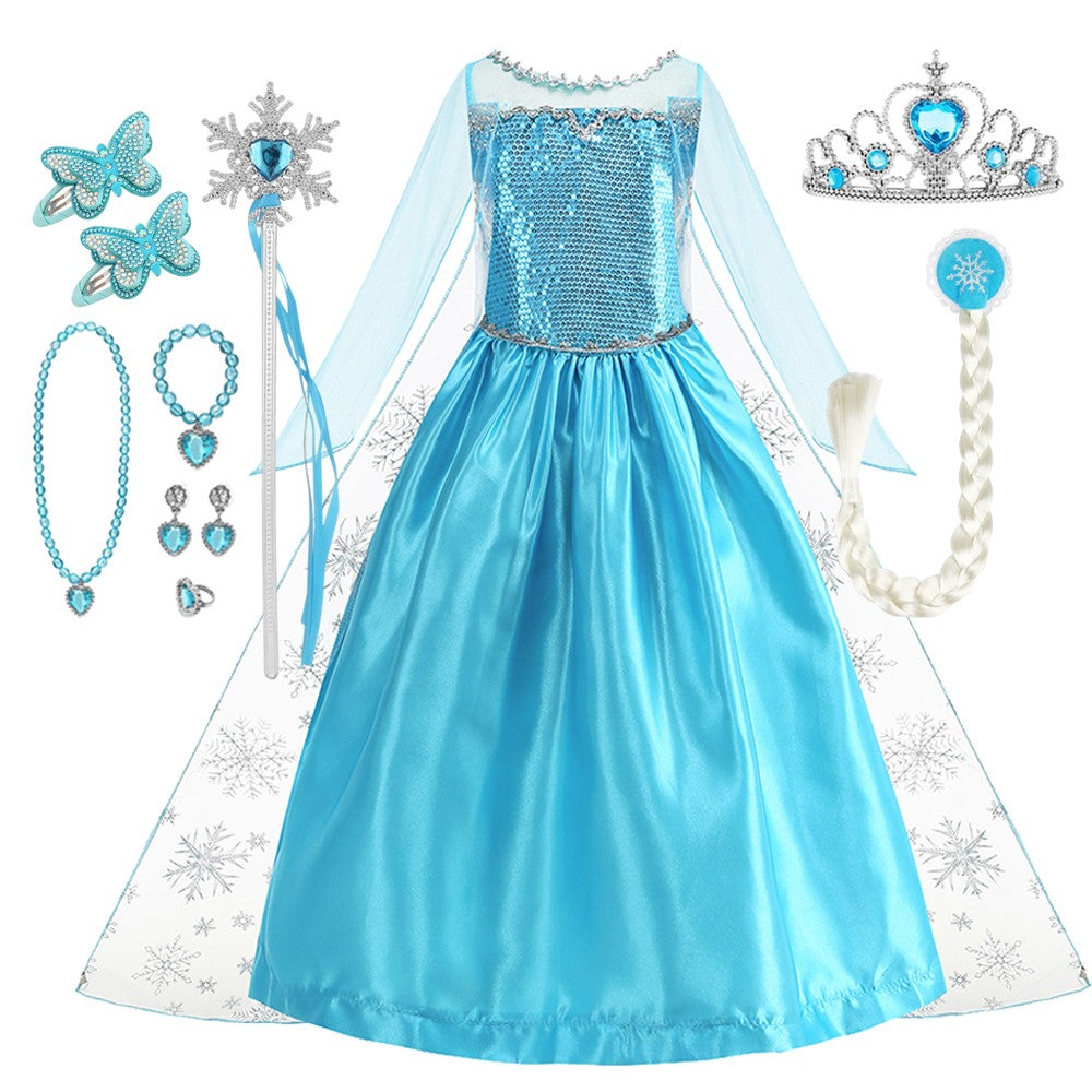2026 Vestidos Snow Queen Princess Dress Girls Costume Halloween Kids Role-play Carnival Children Birthday Party Dress