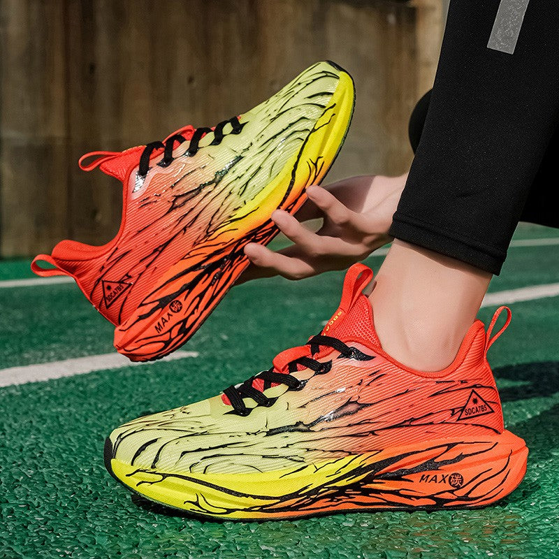 Unisex Running Shoes Breathe Mesh Fashion Lace Up Mens Womens Sneakers Cushioning Thick Sole Outdoor Tennis Shoes for Men Women