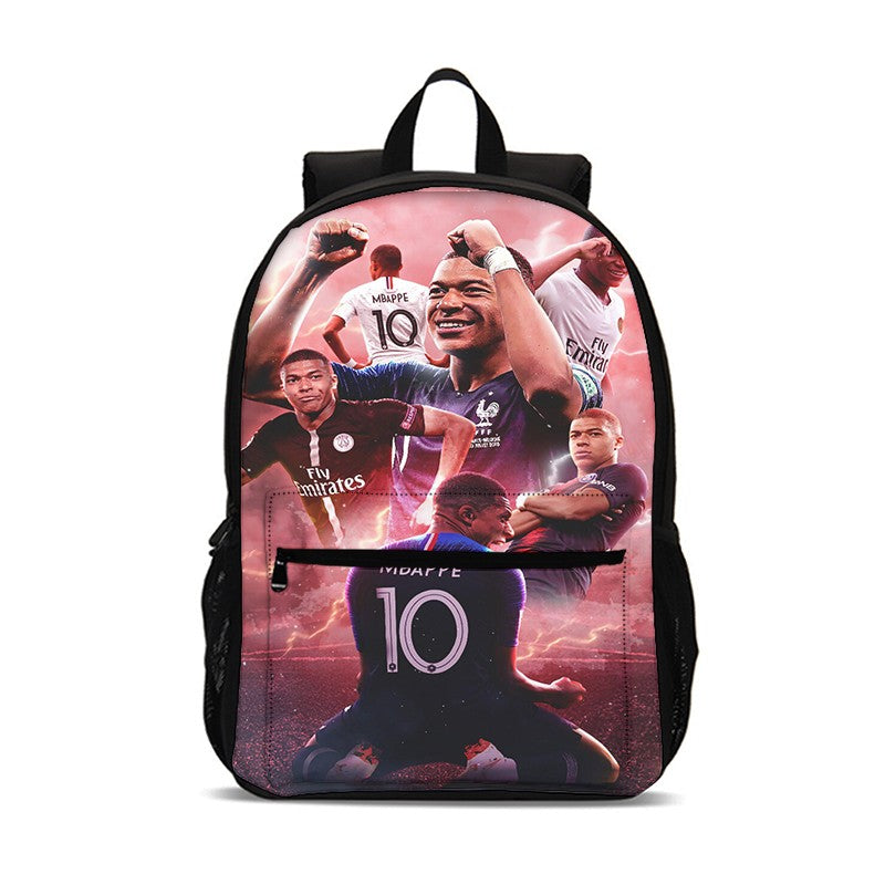M-Mochila Esportiva Mbappes Football com Zíper Relâmpago Mochila Escolar Esportiva Mochila Escolar Jogador Estrela Mochilas para Livros