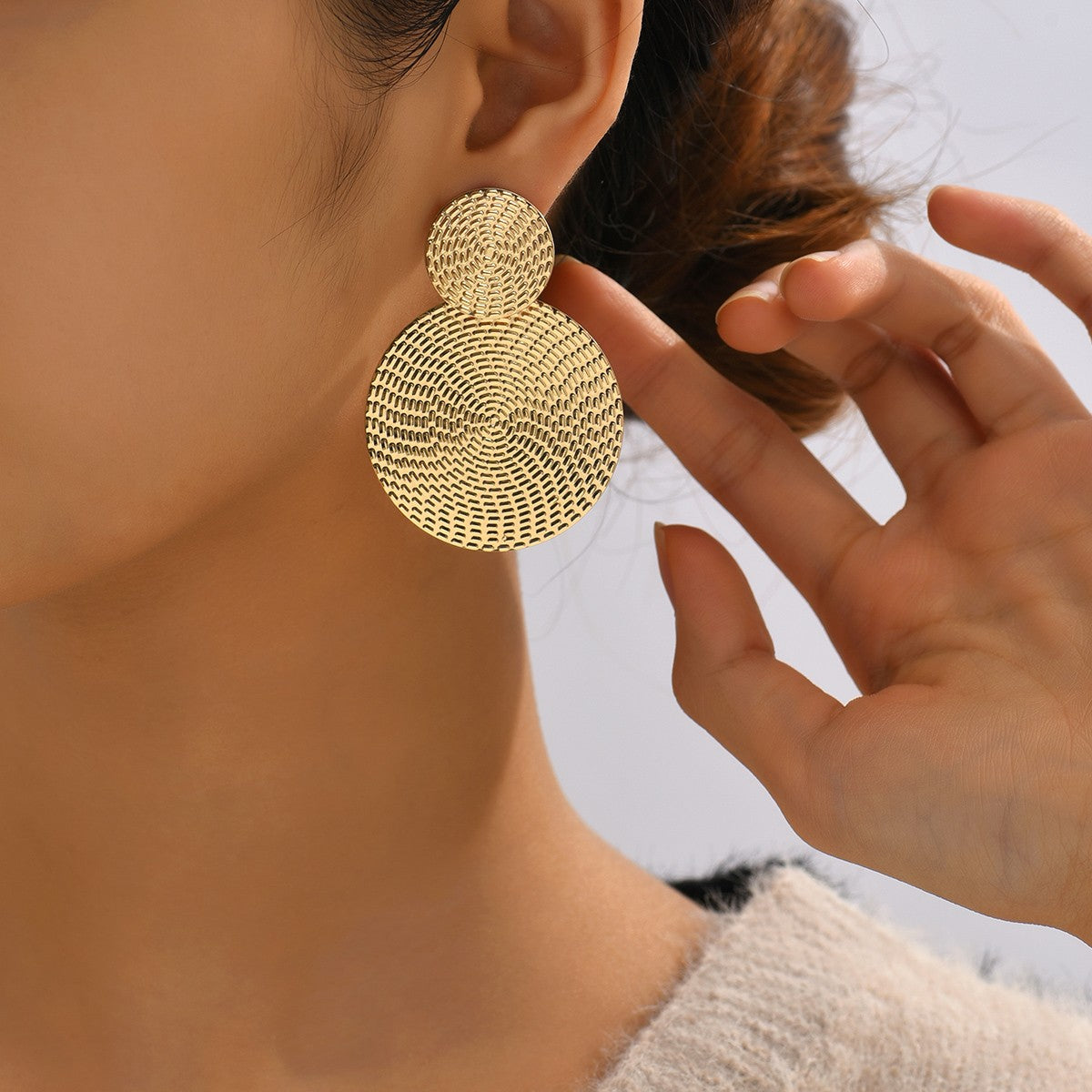 Brincos De Mulher Boho Trendy Geométricos De Metal Redondos Para Mulheres Moda Joias De Casamento