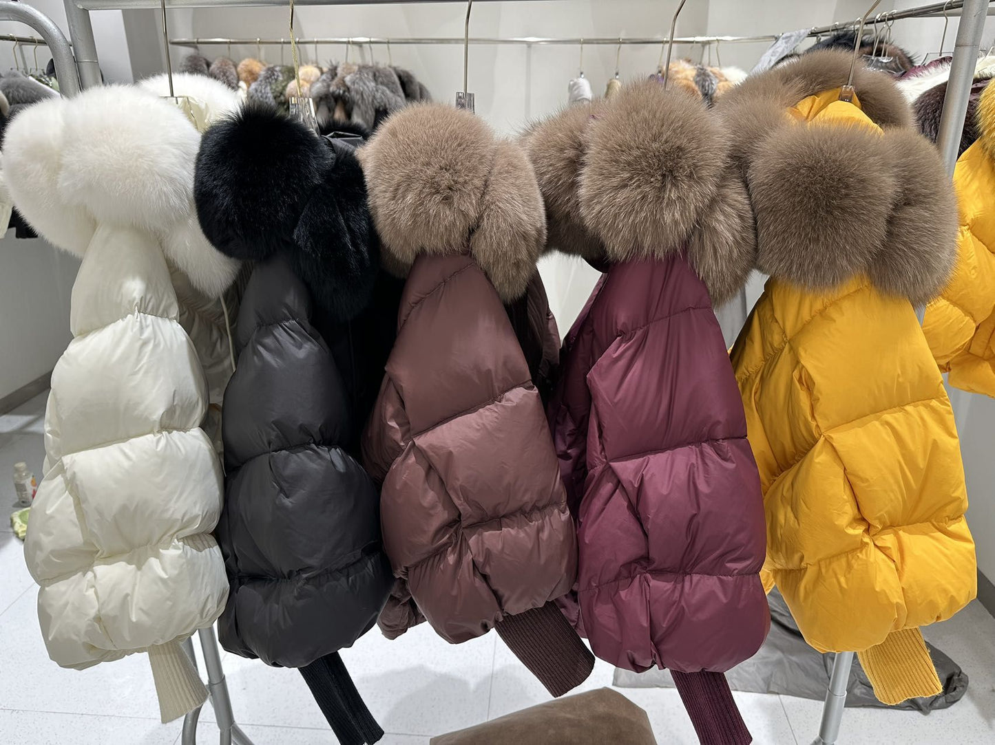 OFTBUY 2025 New Winter Large Real Fur Hooded Puffer Jacket Women Thicken Warm Knitted Sleeve Coat White Duck Down Mid Long Parka