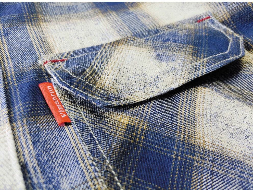 Autumn New Japanese Retro Long-Sleeve Lapel Plaid Cargo Shirt Men's Simple 100% Cotton Washed Pocket Casual Blouses Thin Coat