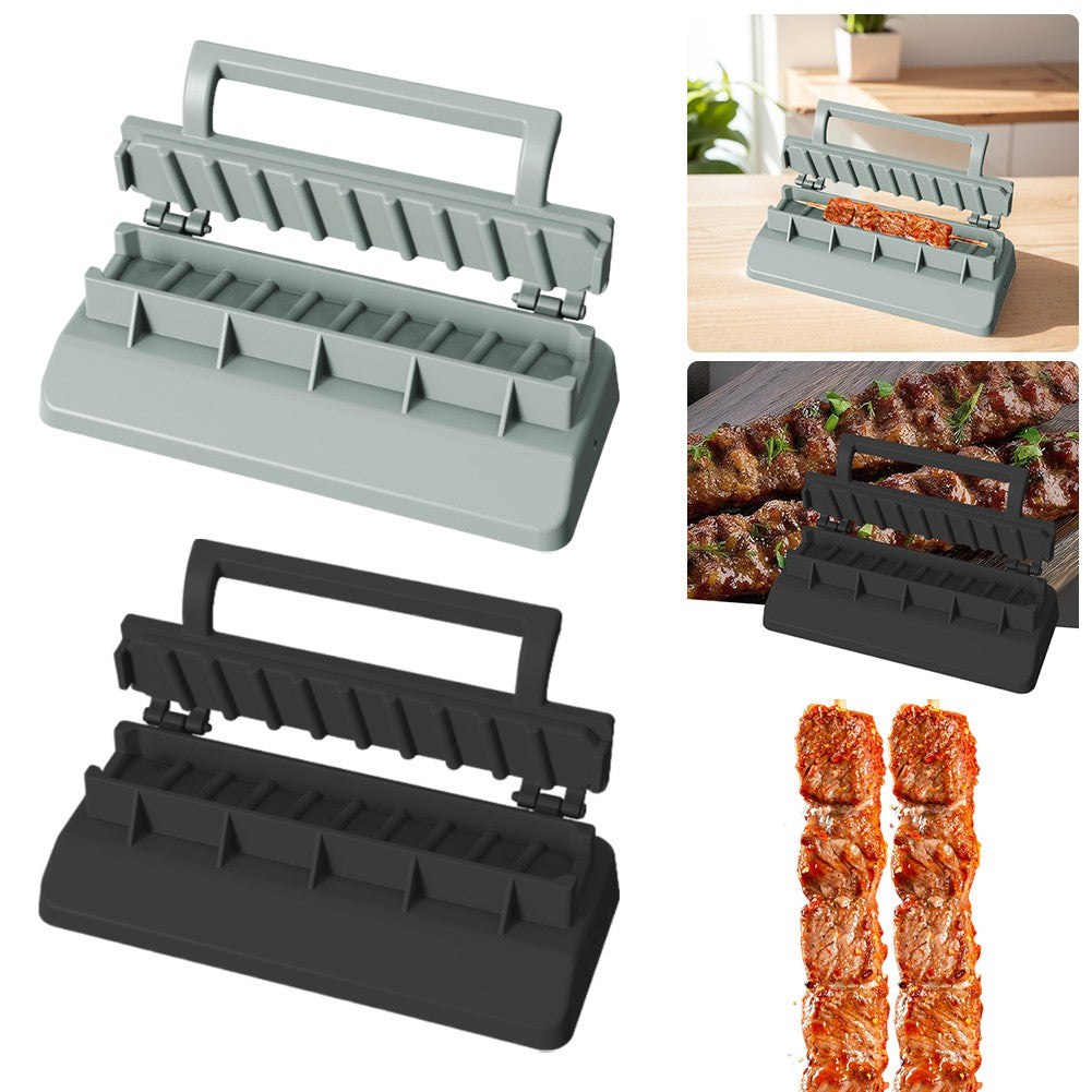 Manual Kabob Mould Plastic Barbecue Meat Skewer Machine Portable Reusable BBQ Skewer Maker BBQ Companion for Home Chefs