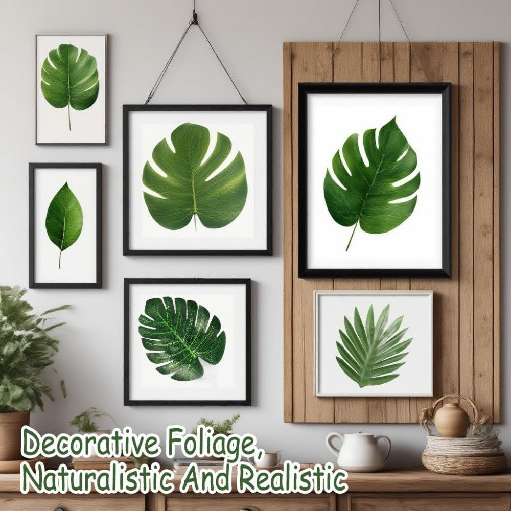 10PCS Tropical Palm Leaves Summer Monstera Artificial Silk Turtle Leaves for Home Hawaiian Luau Beach Wedding Party Decor