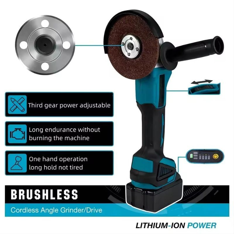 Esmerilhadeira Angular Sem Fio Makita DGA404 125mm com Motor Brushless, a Bateria de Íons de Lítio, para Cortar, Polir e Lixar, para Bateria Makita 18V