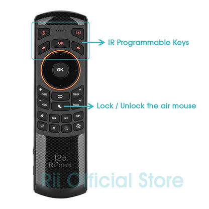 Rii i25 2.4G Mini Wirless Air Mouse Keyboard With IR Remote Control PC Teclado For Tablet Smart Android TV Box