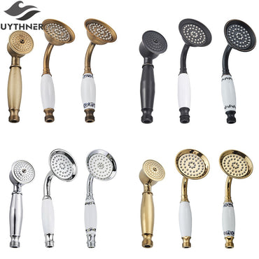 Vintage Bathroom Shower Head Ceramic Brass Wall Mounted Bath Faucet Sprayer Hardware Accessory Hand Showerhead