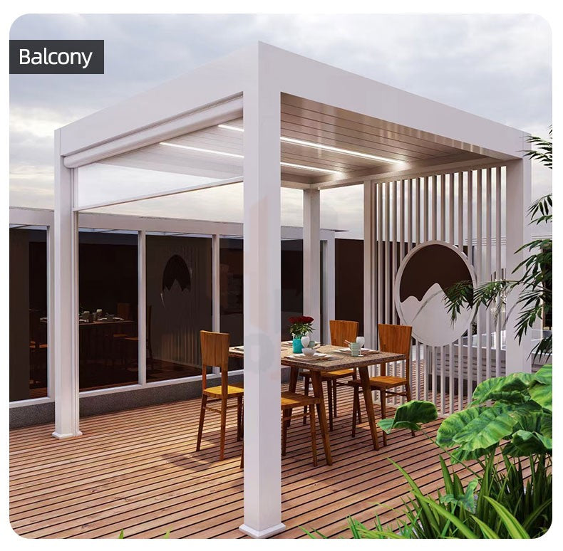 Outdoor Garden Gazebo Sun Room Waterproof Aluminum Pavillion 4x3 3x6 Electric Metal Louvred Pergola Bioclimatica roof Customized