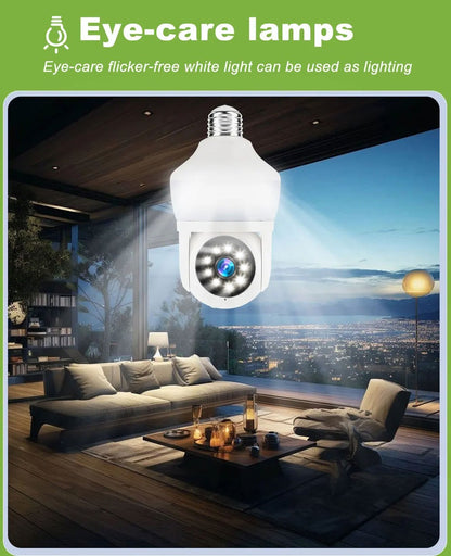 Tuya E27 Light Bulb Dual Screen WiFi Camera 5MP Indoor 5x Zoom PTZ Security Camera IR Color Night Vision Wireless Surveillance