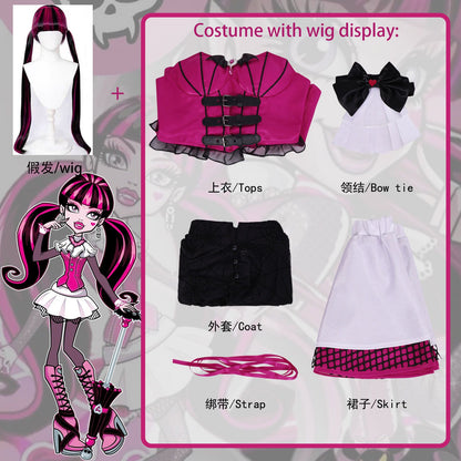 Draculaura Cosplay Costumes Anime Monster School Role Play Uniform Halloween Carnival Party Outfit For Women