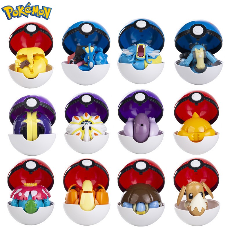 Pokémon Genuíno Pokébola Transformar Charizard Bulbasaur Gengar Dragonite Bonecos de Brinquedo Anime Snorlax Lapras Lucario Modelo de Bonecos