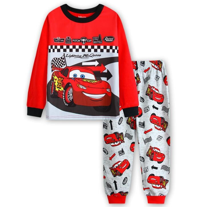Kids Pajamas Sets Baby Girls and Boys Lightning Mcqueen Pyjamas Cotton Clothes 95 Car Cartoon Long sleeve T-shirt+Pants pyjama