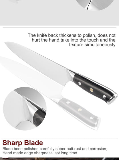 Facas de Cozinha Premium 1-9PEÇAS Conjunto de Facas Japonesas de Aço Inoxidável 5CR15 Incluindo Facas Santoku, Cutelo, Utilitária e de Desossar