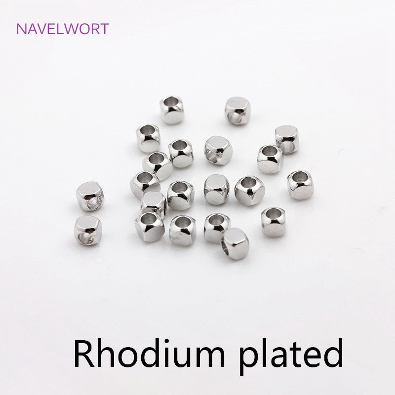 2/3/4mm Hollow Cube Beads 18k Gold Plated Brass Spacer Beads,Separators For Beads,DIY Jewelry Making Supplies Wholesalele