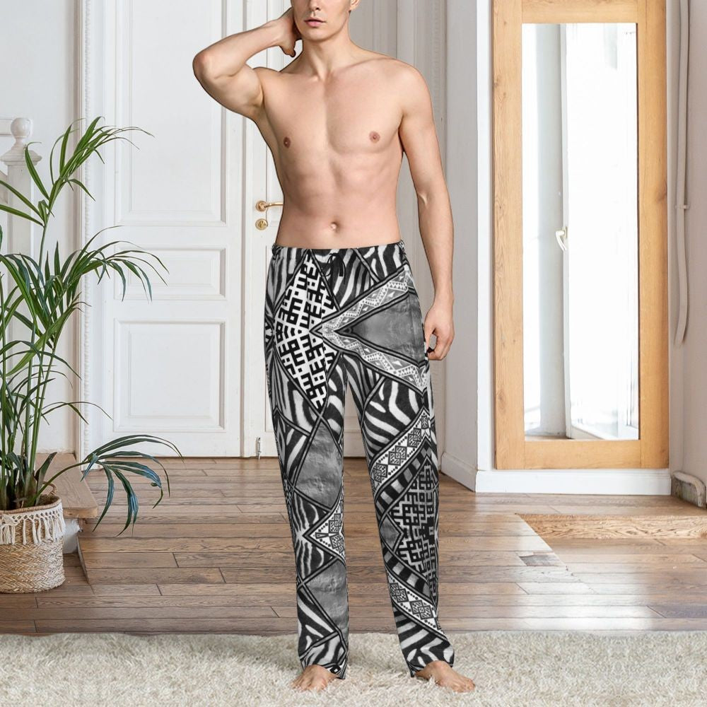 Custom Leopard Print Pajama Pants Men's Animal Skin Sleepwear Lounge Sleep Bottoms Stretch with Pockets