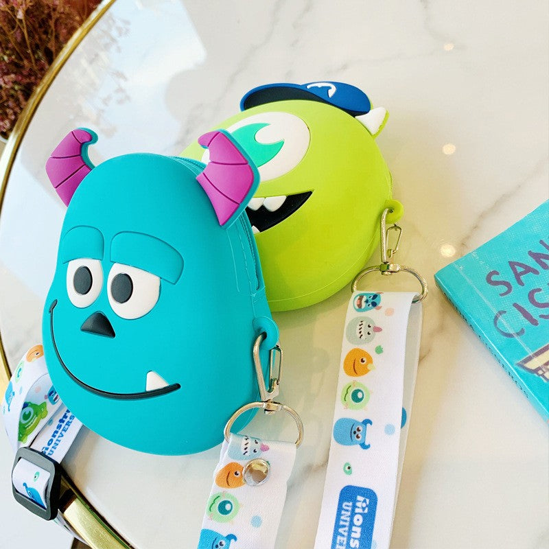 Disney silicone bag Monster University Cartoon Big Eyes Mike Hairy Monster Sullivan Cute  Student Bag Ornament Children's Toy