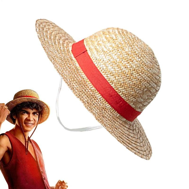 Multifunctional Straw Hat for Men Women Luffy Cosplay with String Sun Beach Party Travel Performance Costume Straw Caps