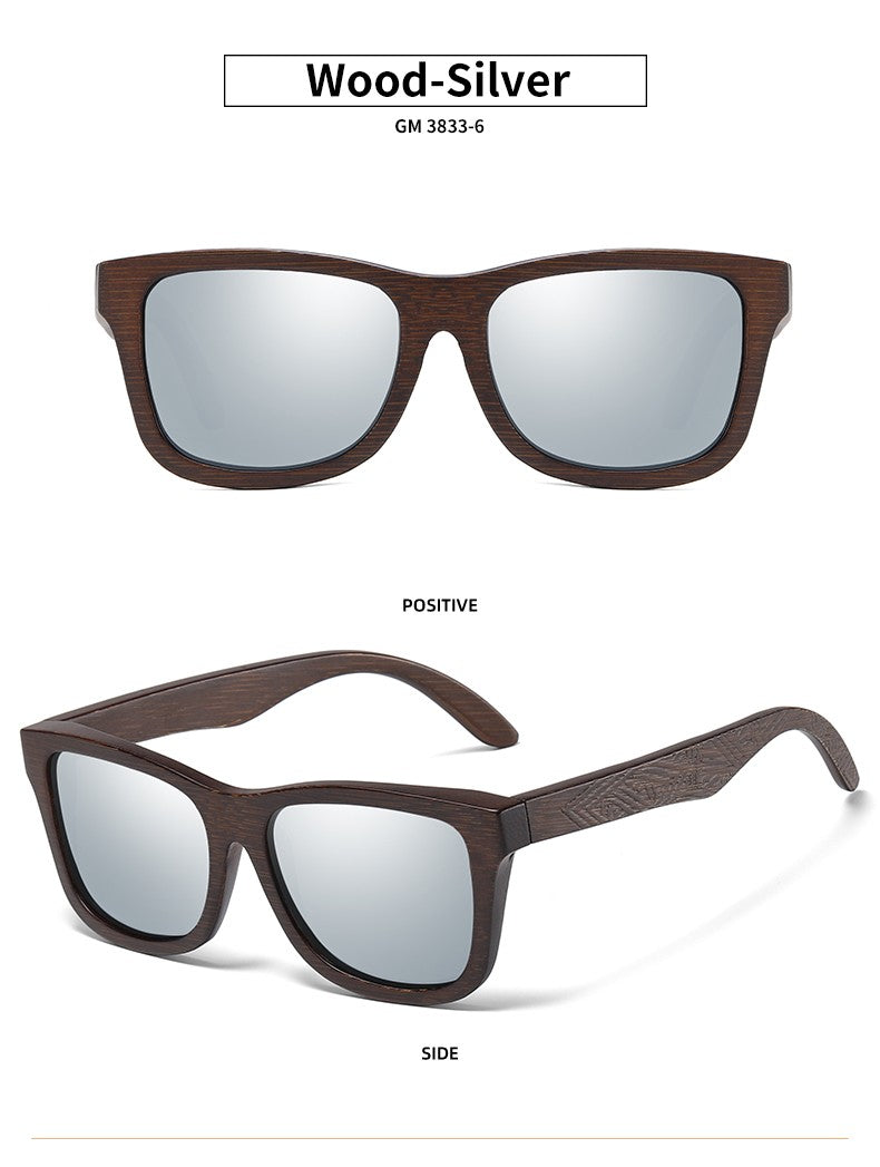 Óculos De Sol GM De Madeira De Bambu Natural Feitos À Mão Polarizados Lentes Com Revestimento Espelhado Com Caixa De Presente