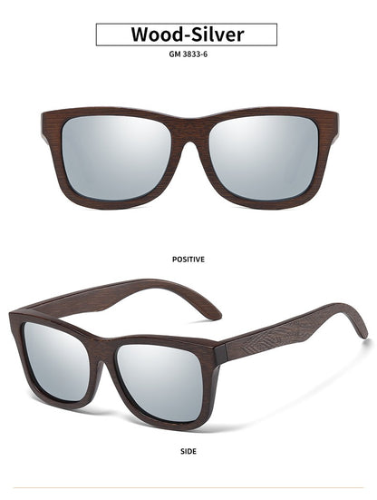 Óculos De Sol GM De Madeira De Bambu Natural Feitos À Mão Polarizados Lentes Com Revestimento Espelhado Com Caixa De Presente