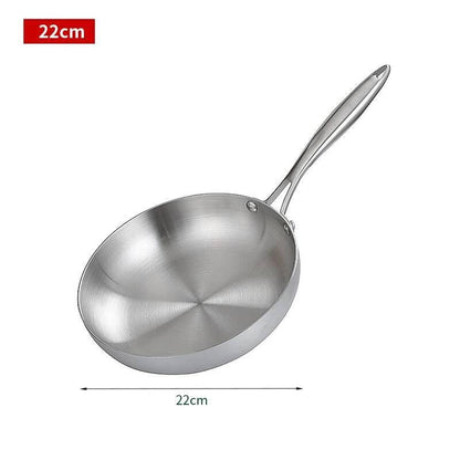 Panela de Fritar Aço Inoxidável 304, Antiaderente para Bife, Panela de Cozinha sem Revestimento para Fogão a Gás e Cooktop de Indução