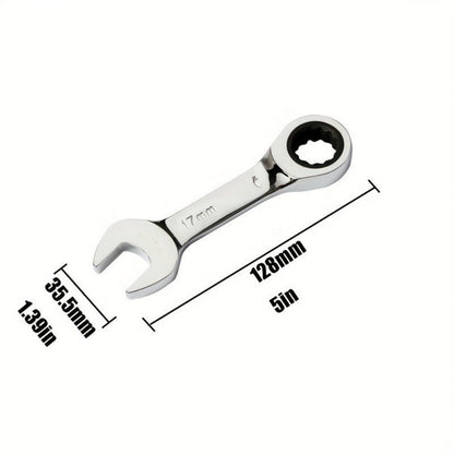 Chave Catraca de Cabo Curto 6/7/8/9/10/11/12/13/14/15/16/17/18/19mm Chave Catraca de Cabeça Fixa Chave Profissional Ferramentas Manuais
