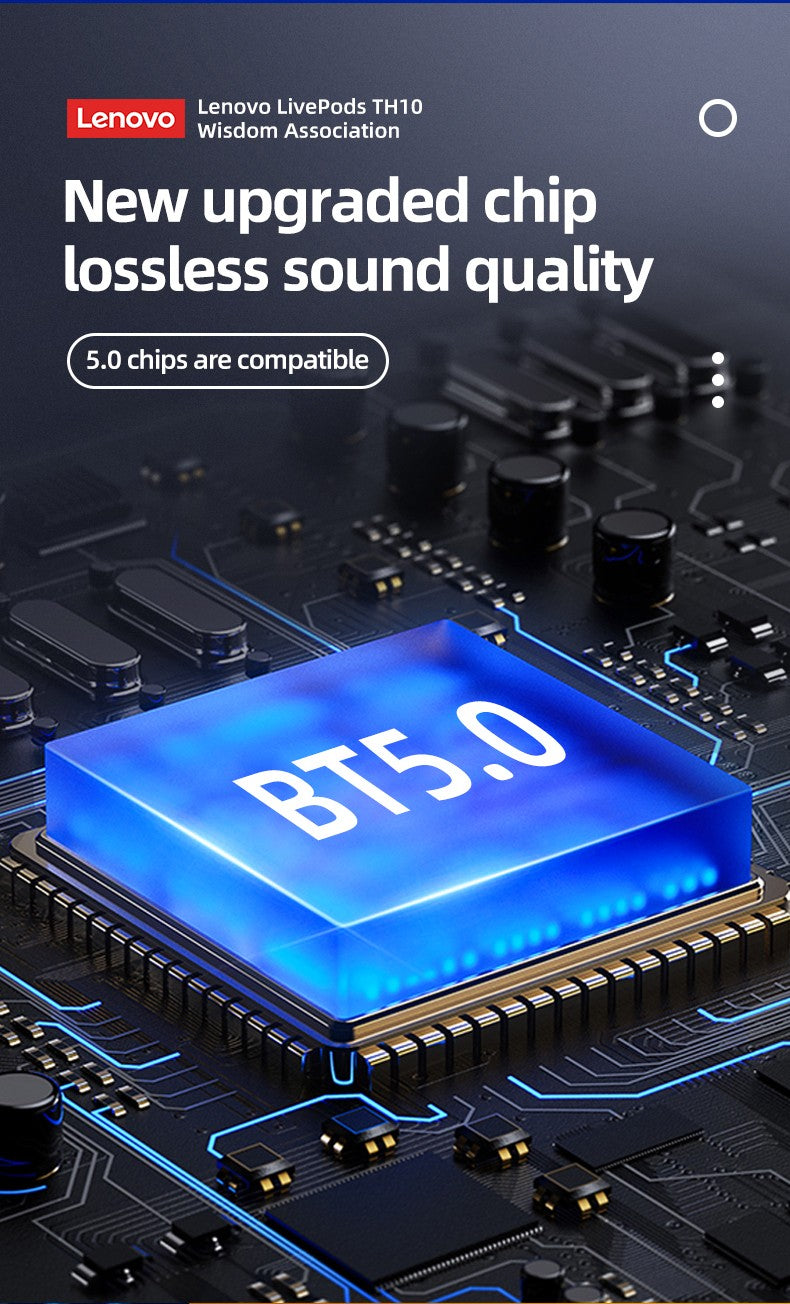 Fone de ouvido Lenovo Thinkplus TH10 TWS Estéreo com baixa latência e longa duração para jogos, fones de ouvido Bluetooth para música com microfone