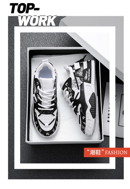 Men's thick soled casual shoes four season soft soled outdoor walking shoes student flat shoes youth fashion sports board shoes