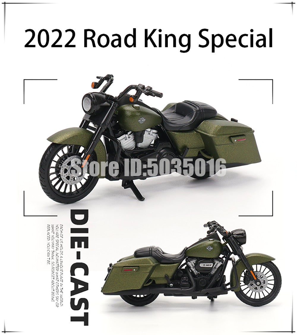 Maisto 1:18 Harley-Davidson Motorcycle 2022 Road King Fat Bob 114 Pan America 1250 Alloy Motorcycle Model Toy Car Collection