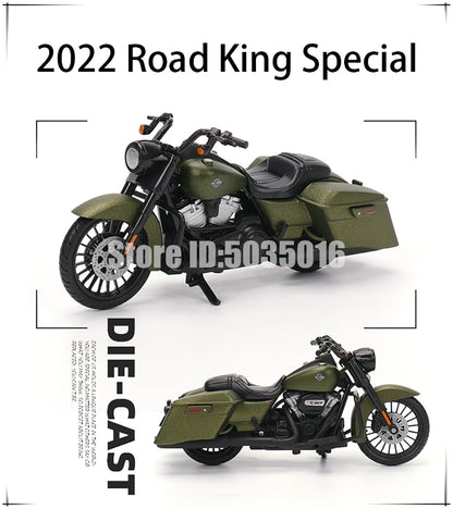 Maisto 1:18 Harley-Davidson Motorcycle 2022 Road King Fat Bob 114 Pan America 1250 Alloy Motorcycle Model Toy Car Collection