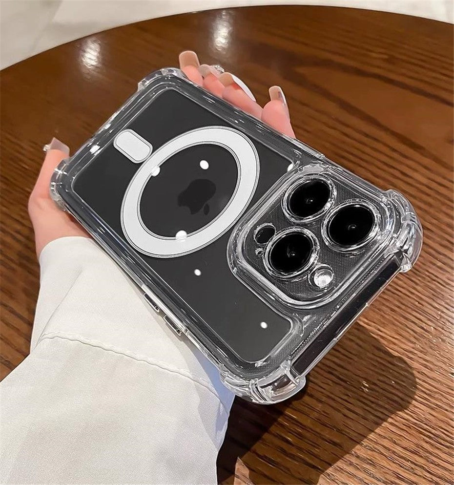 Capa de Celular Magnética Transparente para iPhone 17 Air 16 15 14 Plus 13 12 11 Pro Max Carregamento Sem Fio Magsafe à Prova de Choque