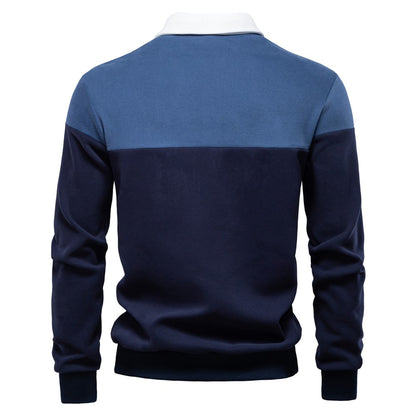 AIOPESON Men's Premium Cotton Sweatshirt Color Block Sweatshirt Long Sleeve Business Casual Social Sweatshirt