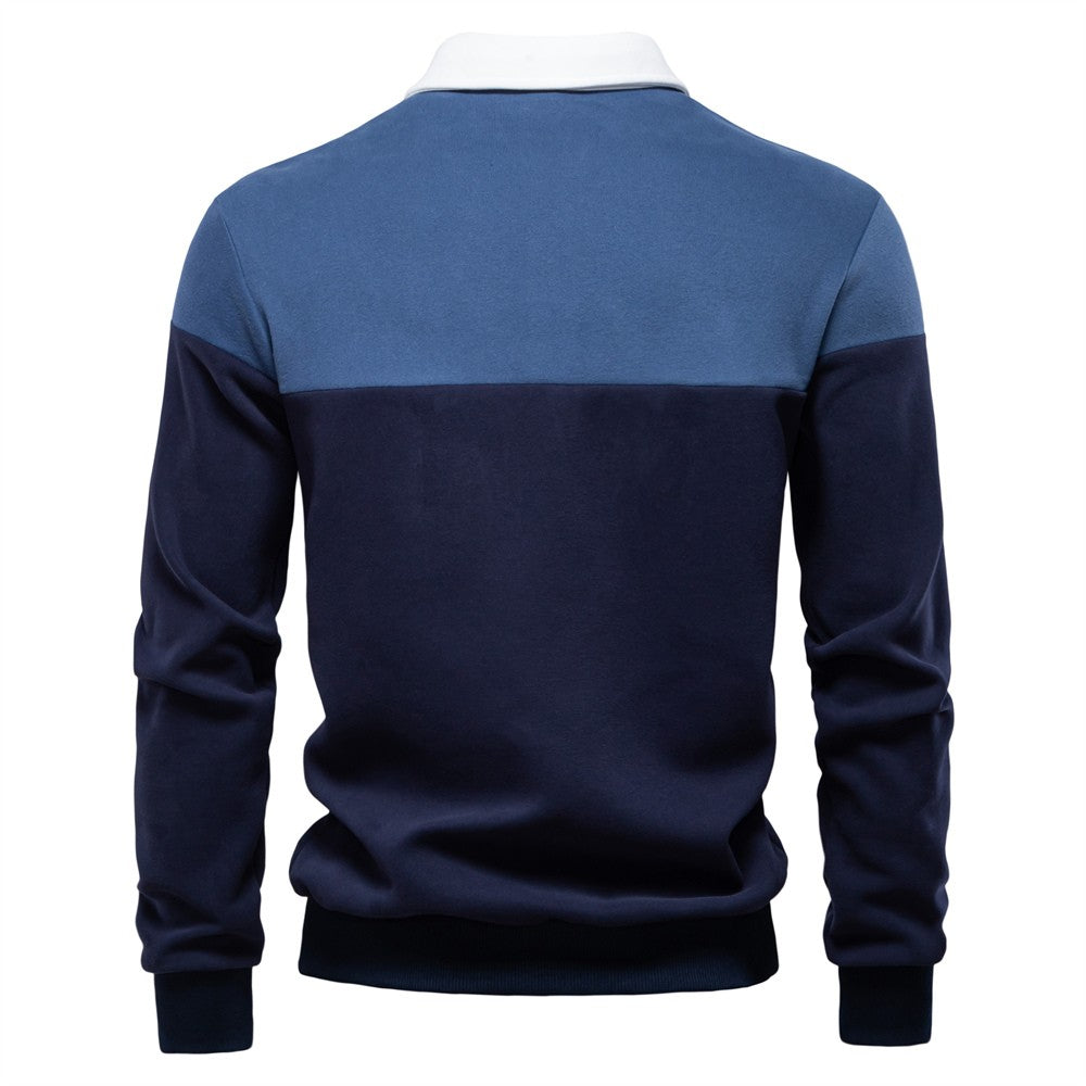 AIOPESON Men's Premium Cotton Sweatshirt Color Block Sweatshirt Long Sleeve Business Casual Social Sweatshirt