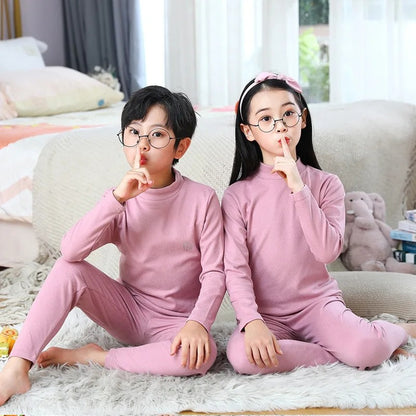 Kids Pajama Sets Autumn Winter Thermal Underwear Suit Girls Boys Cotton Outfits 3-14 Years Teens Clothes No Trace Warm Sleepwear