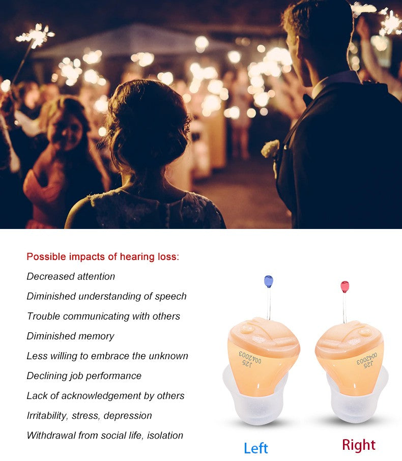 Aparelhos Auditivos Audífonos J25 Aparelho Auditivo Portátil SuperMINI para Ouvido Interno, Amplificador de Som Invisível para Idosos/Deficientes Auditivos, Drop Shipping