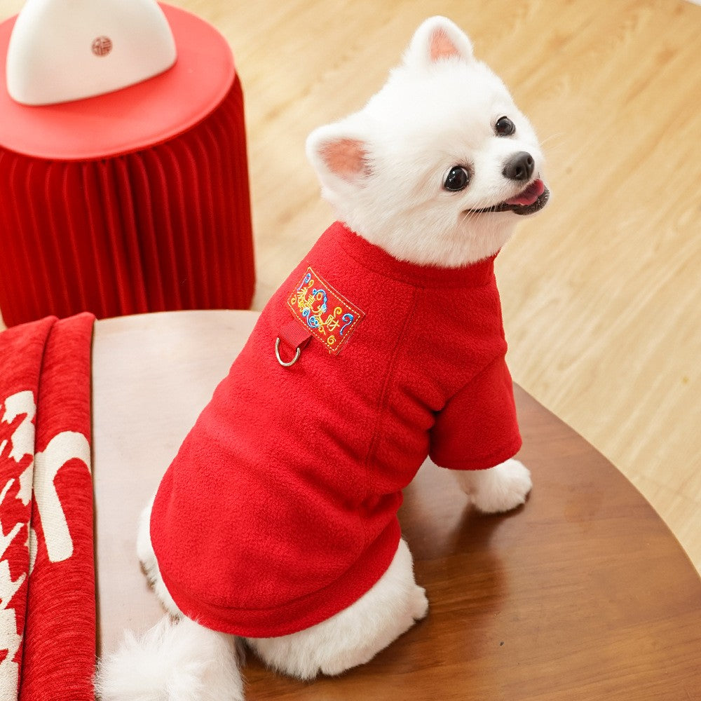 Moletom de Pelúcia Outono Inverno para Cães e Gatos, Casaco com Base de Pelúcia, Agasalho para Cachorros e Gatos, Pode Ser Puxado, Roupas de Ursinho de Pelúcia para Cães Pequenos